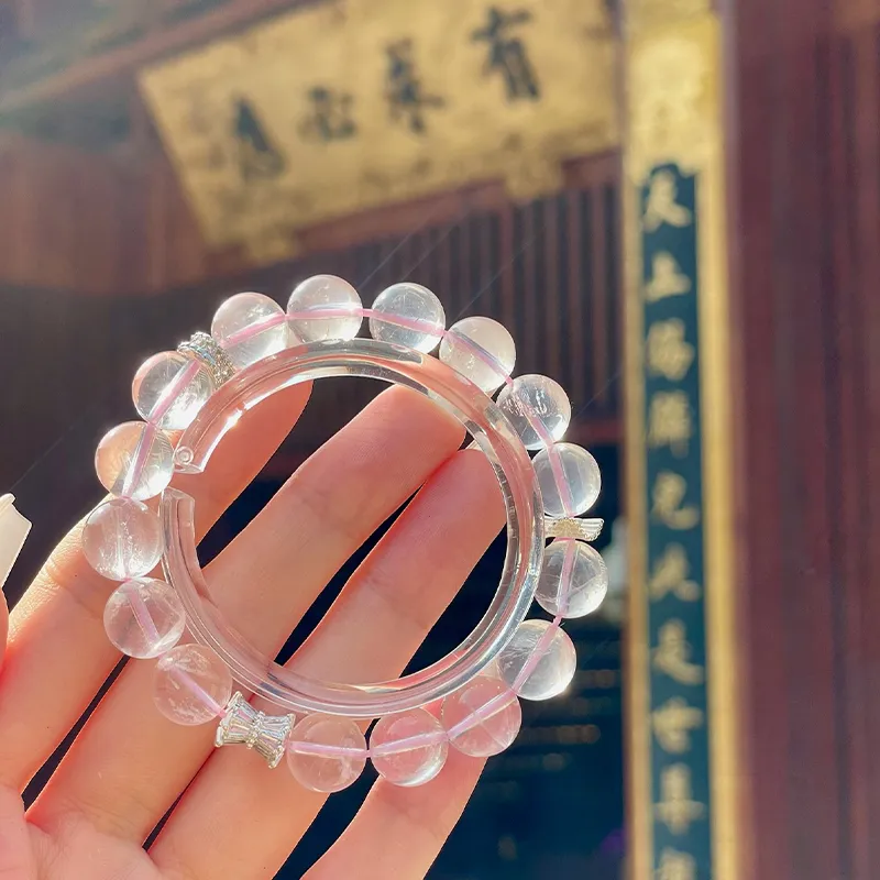 LUXLINE Natural Pink Crystal Jade Bracelets Women's-6