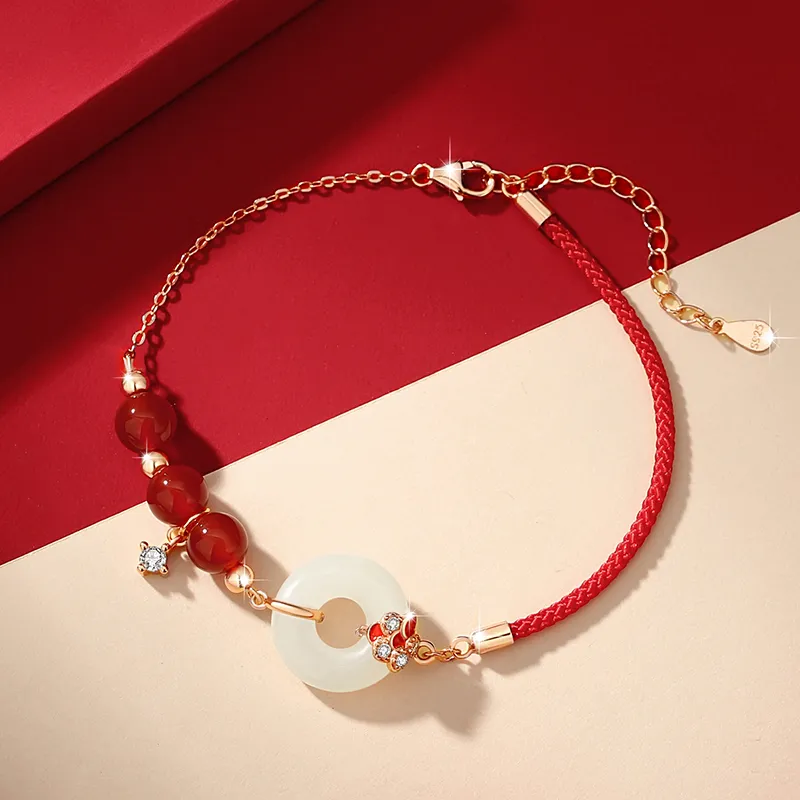 LUXLINE Bracelets Pale Greenish White Jade Women's-3