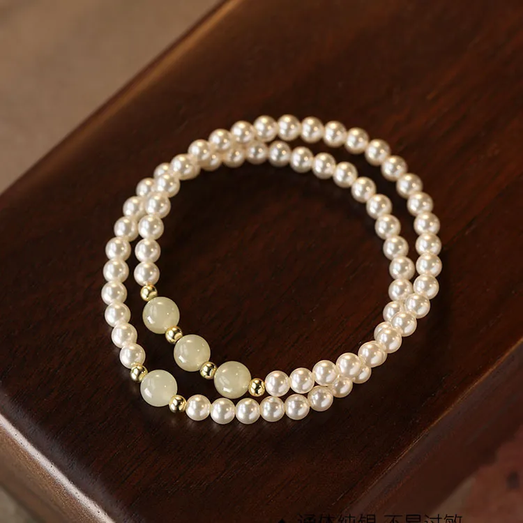 LUXLINE Bracelets Pale Greenish White Jade Women's-3