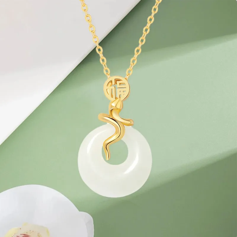 LUXLINE Necklaces White Jade/Pale Greenish White Jade Women's-2