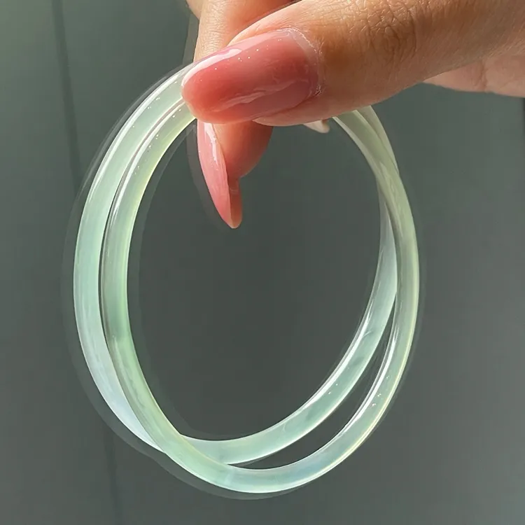 LUXLINE Natural Chalcedony Jade Bangle Authentic Women's-7
