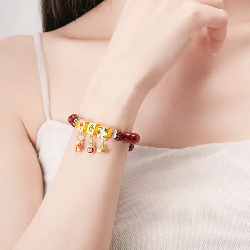 LUXLINE Reconstructed Cinnabar Bracelets Unisex-2