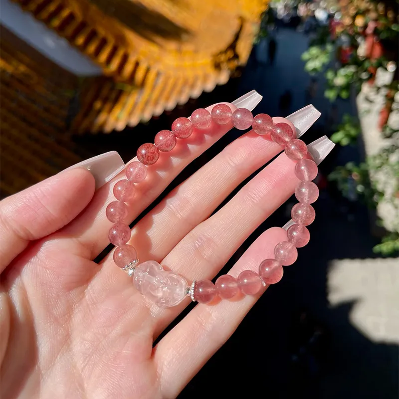 LUXLINE Natural Strawberry Quartz Bracelets Women's-6