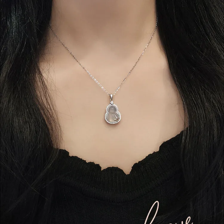 LUXLINE Natural Chalcedony Silver Necklace Women's-1