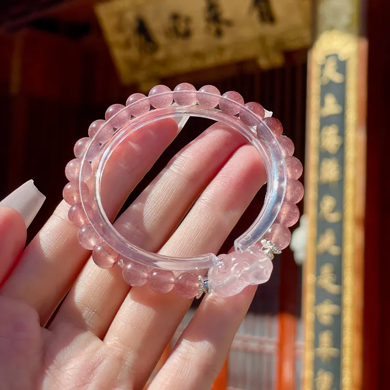 LUXLINE Natural Strawberry Quartz Bracelets Women's-4