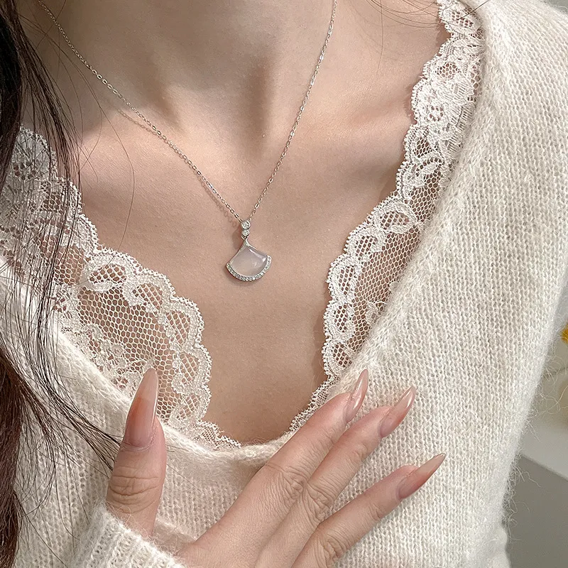 LUXLINE Natural Chalcedony Necklaces Women's-3
