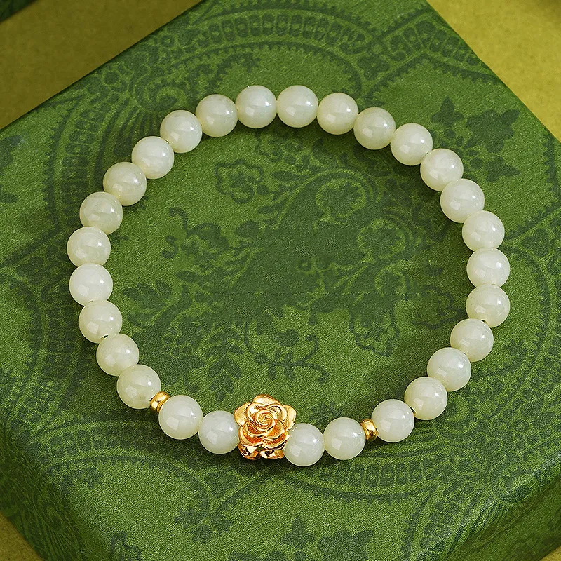 LUXLINE Hetian Jade Bracelets Pale Greenish White Jade Women's-1