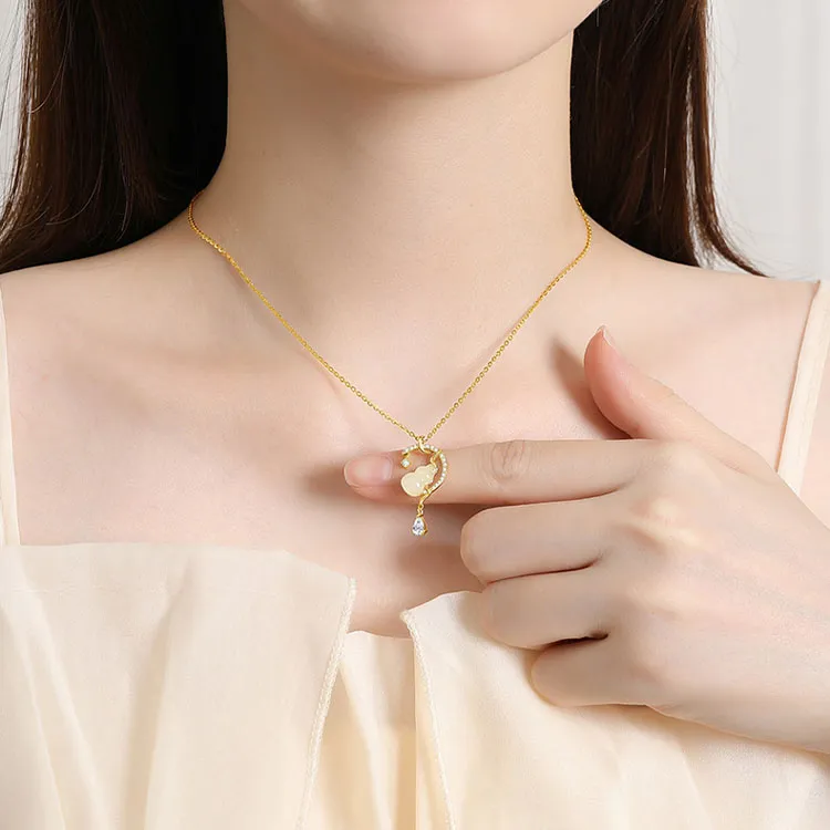 LUXLINE Hetian Jade Necklaces Pale Greenish White Jade Women's-1