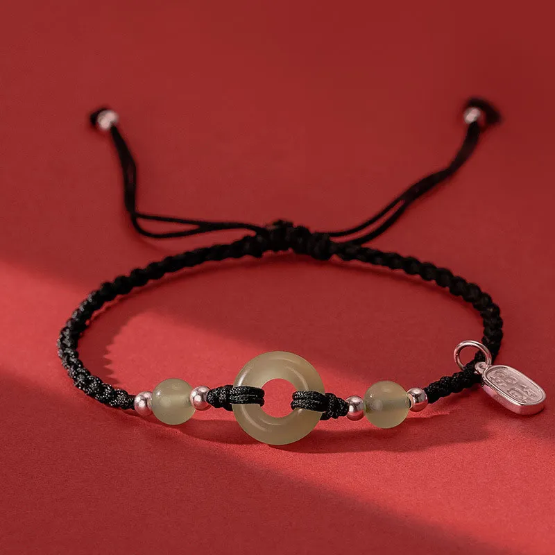 LUXLINE Bracelets Pale Greenish White Jade Unisex-6