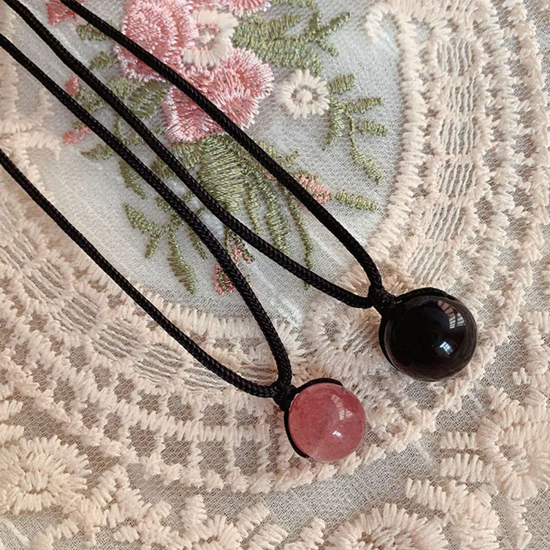LUXLINE Obsidian Jade Necklaces Unisex-16