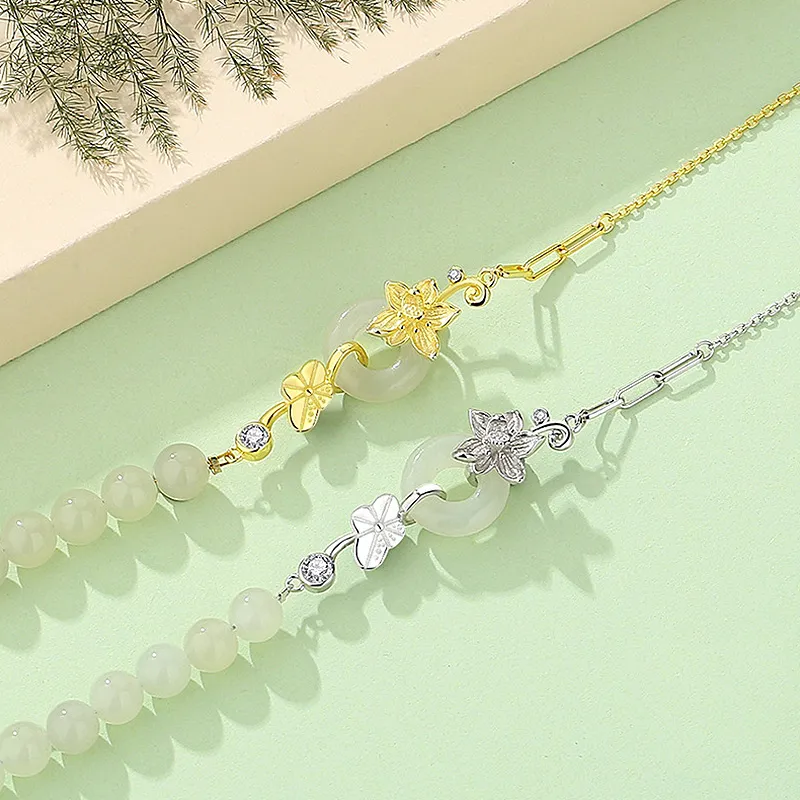 LUXLINE Bracelets Pale Greenish White Jade Women's-3