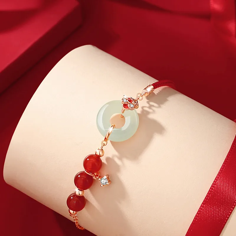 LUXLINE Bracelets Pale Greenish White Jade Women's-4