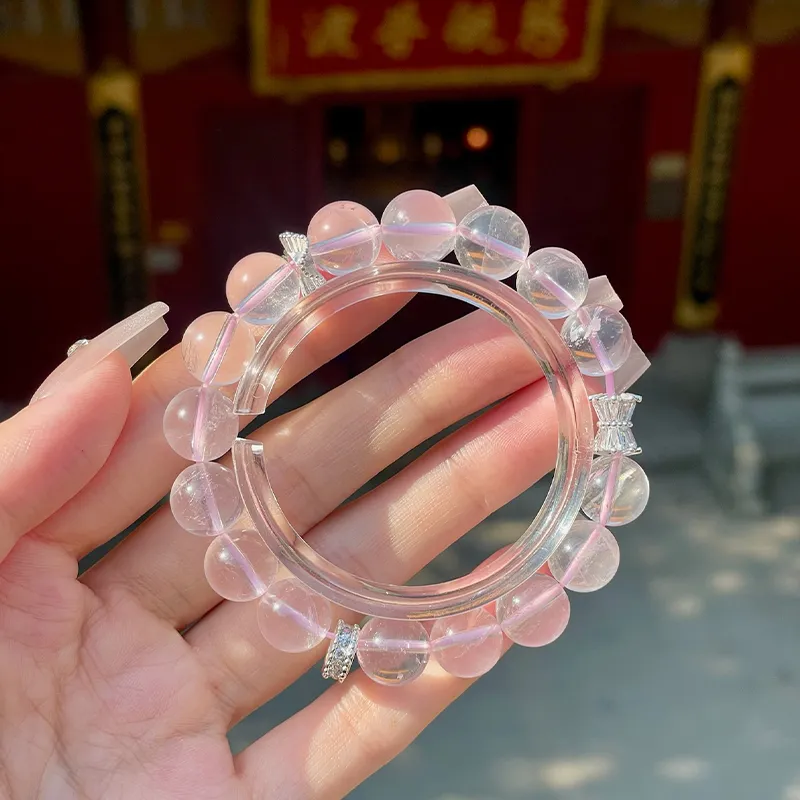 LUXLINE Natural Pink Crystal Jade Bracelets Women's-5
