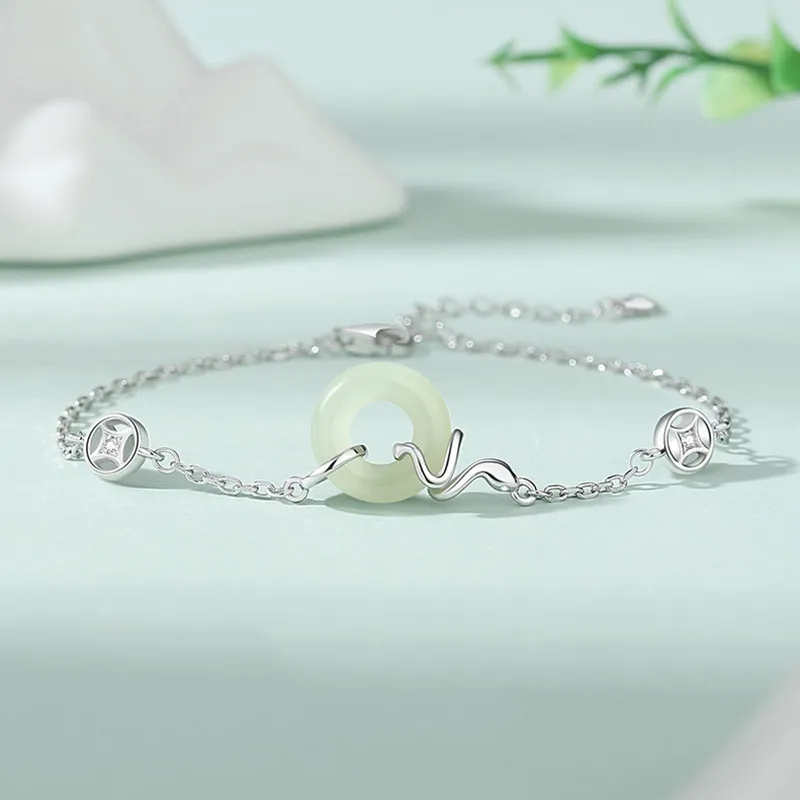 LUXLINE Hetian Jade Bracelets Pale Greenish White Jade Women's-5