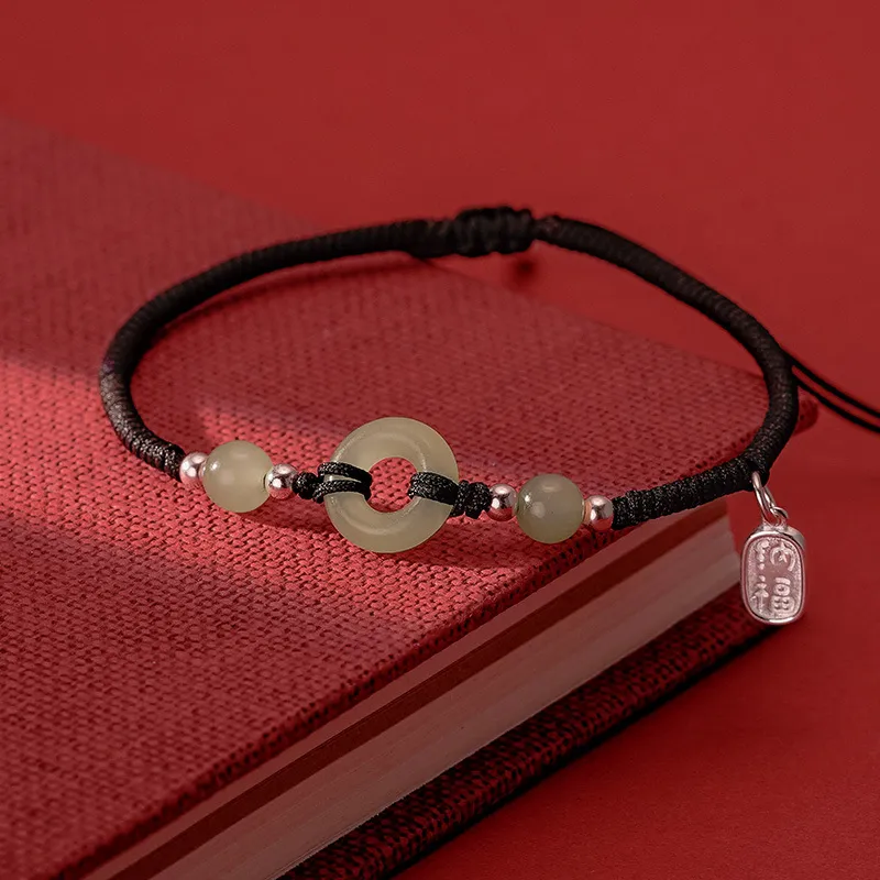 LUXLINE Bracelets Pale Greenish White Jade Unisex-14