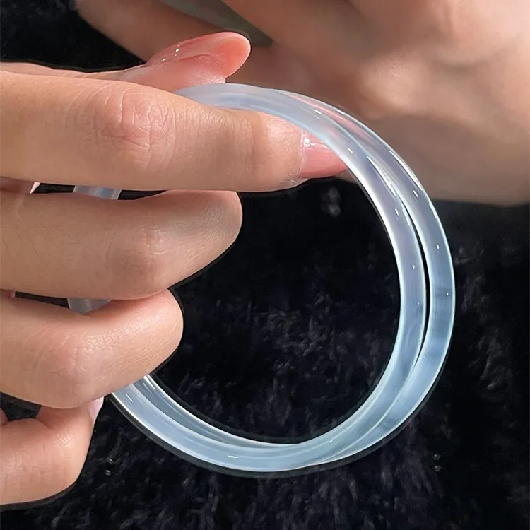 LUXLINE Natural Chalcedony Jade Bangle Authentic Women's-12
