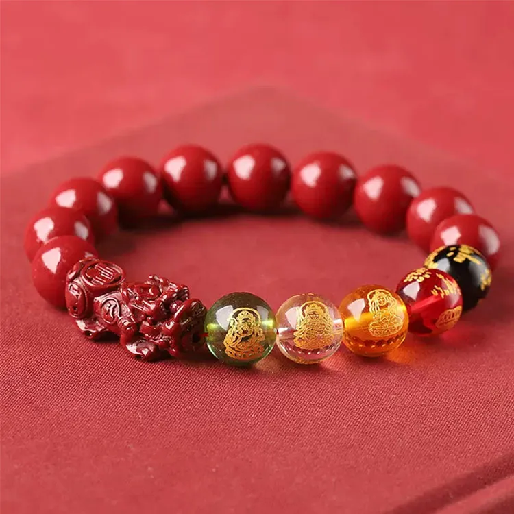 LUXLINE Reconstructed Cinnabar Bracelets Unisex-16