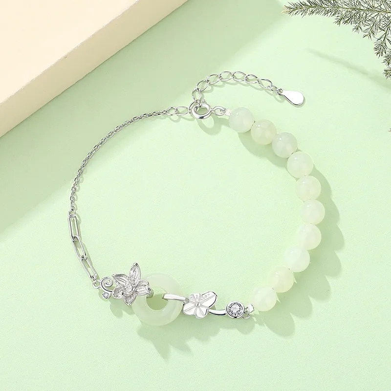 LUXLINE Bracelets Pale Greenish White Jade Women's-2