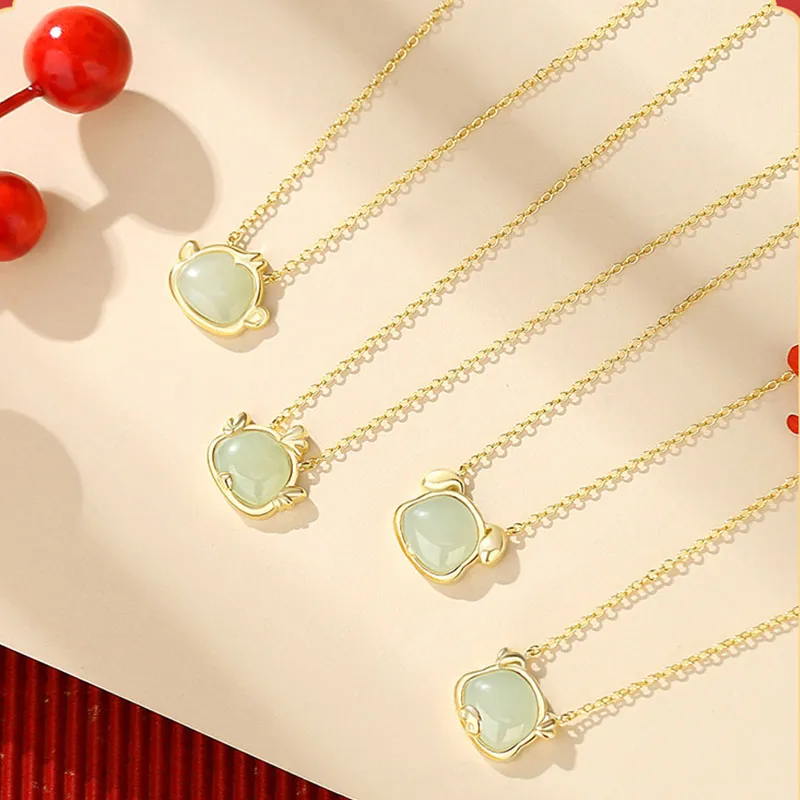 LUXLINE Hetian Jade Necklaces White Jade/Pale Greenish White Jade Women's-4
