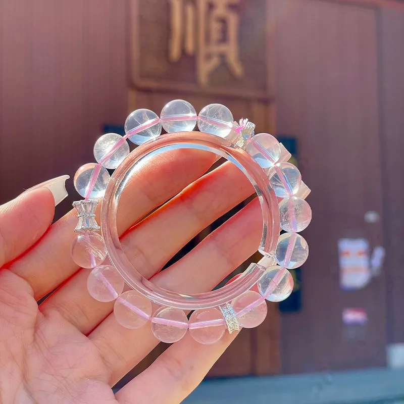 LUXLINE Natural Pink Crystal Jade Bracelets Women's-3