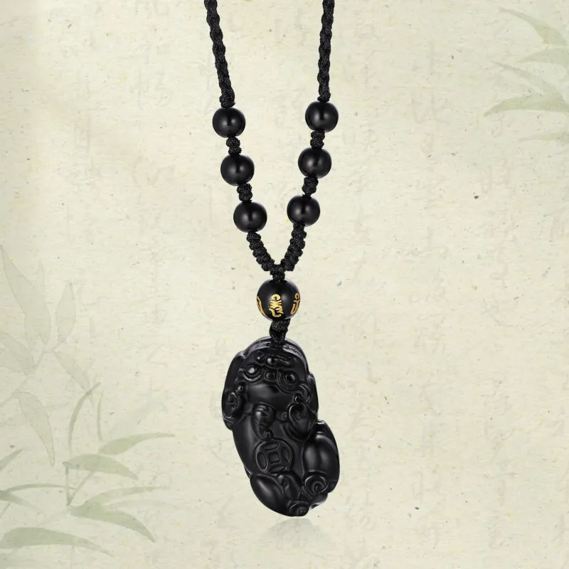 LUXLINE Natural Obsidian Necklaces Unisex-8