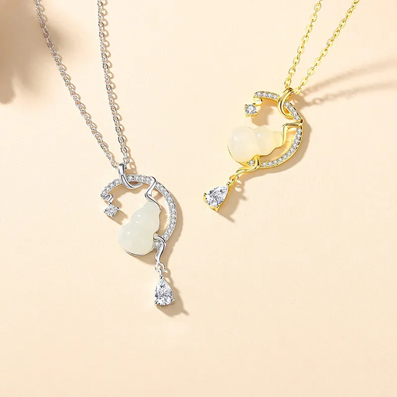 LUXLINE Hetian Jade Necklaces Pale Greenish White Jade Women's-4