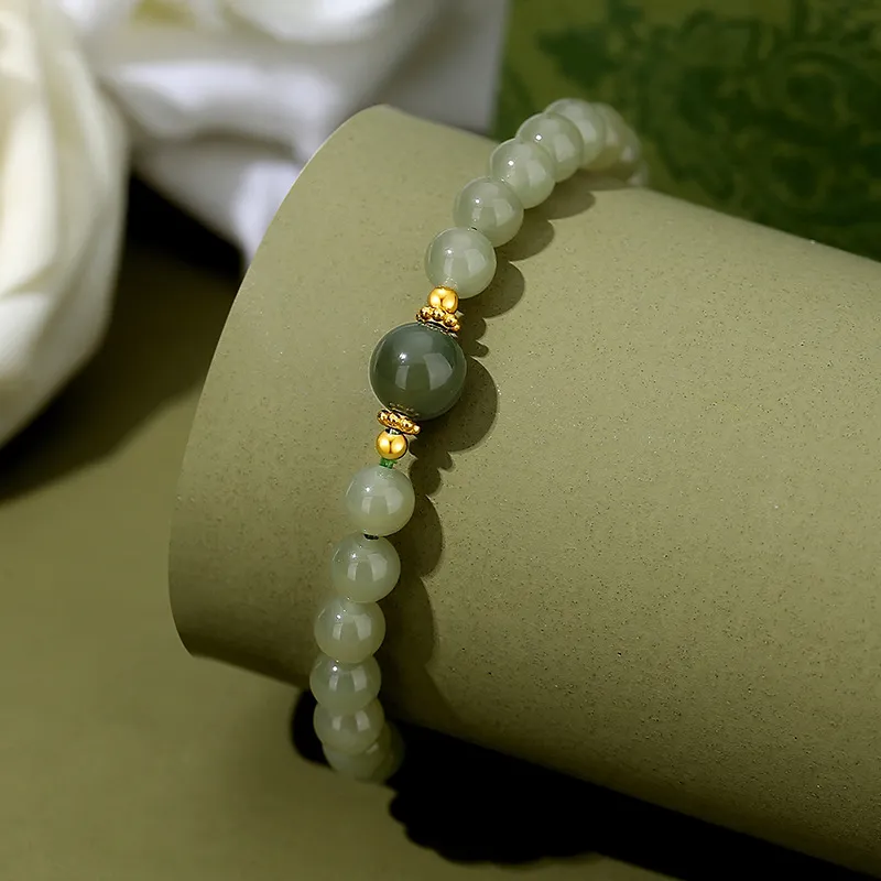 LUXLINE Bracelets Pale Greenish White Jade Women's-4