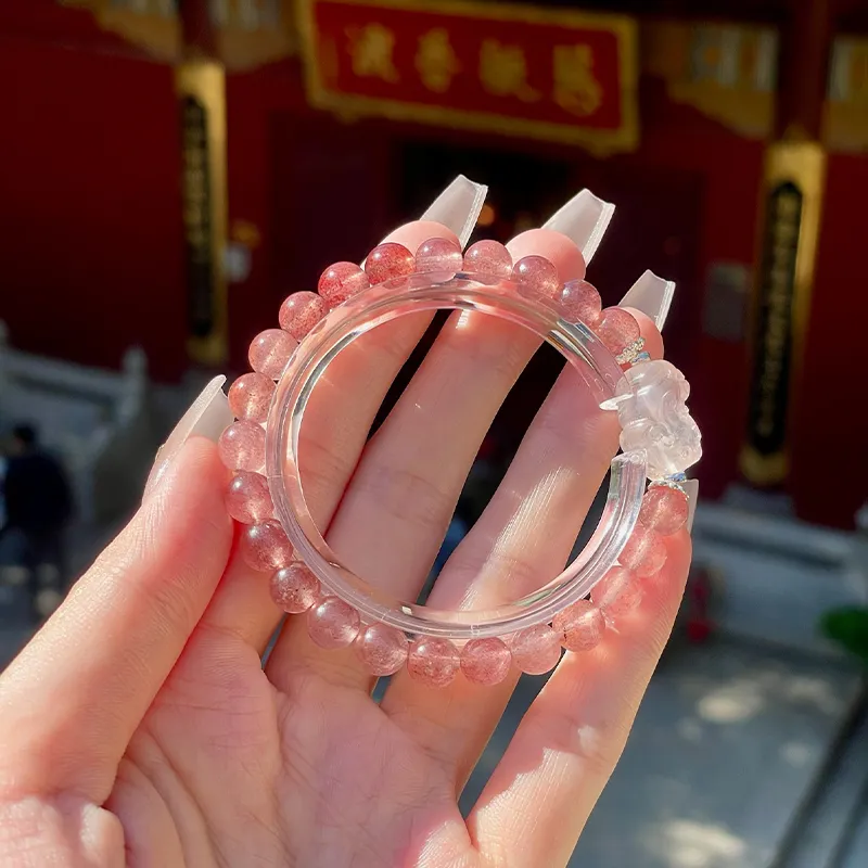 LUXLINE Natural Strawberry Quartz Bracelets Women's-3