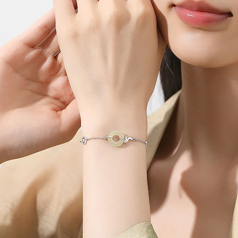 LUXLINE Hetian Jade Bracelets Pale Greenish White Jade Women's-1