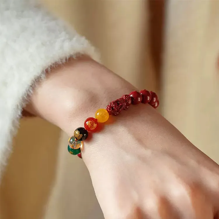 LUXLINE Reconstructed Cinnabar Bracelets Unisex-14