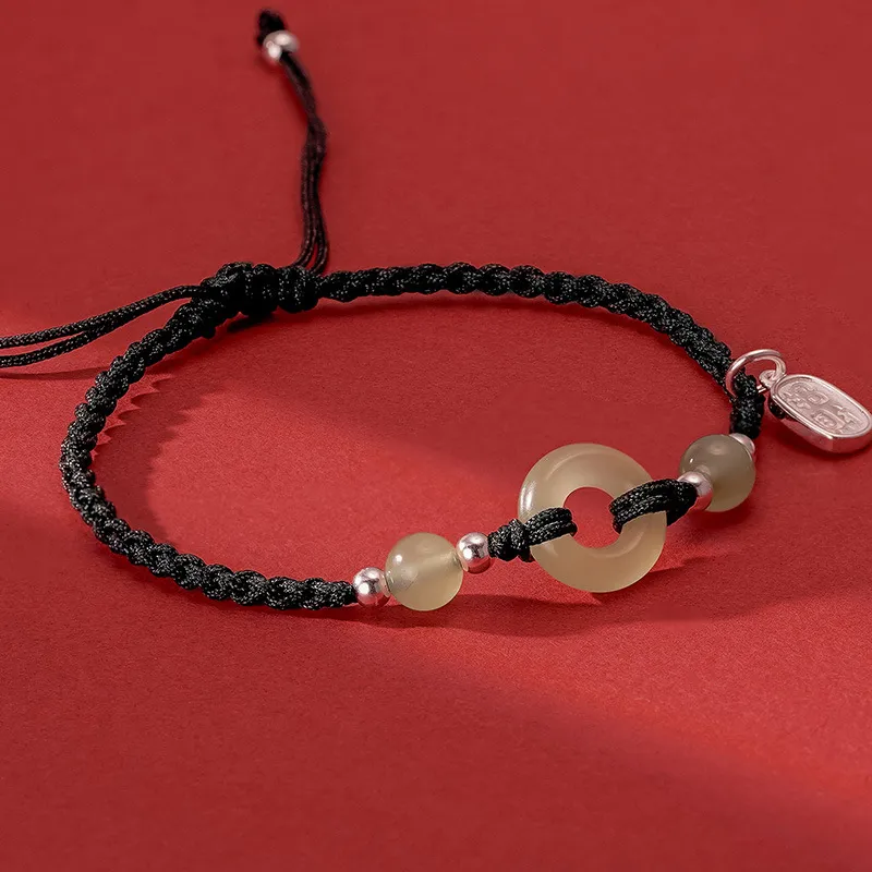 LUXLINE Bracelets Pale Greenish White Jade Unisex-9