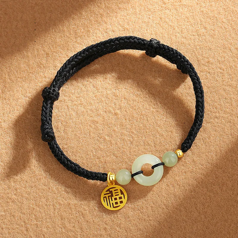 LUXLINE Bracelets Pale Greenish White Jade Unisex-2