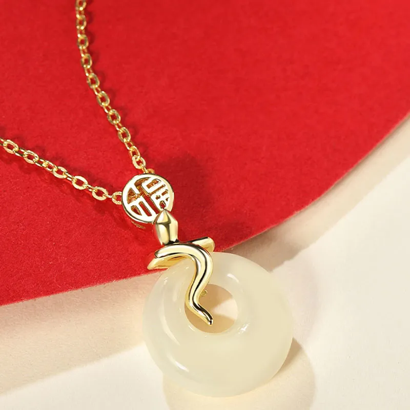 LUXLINE Necklaces White Jade/Pale Greenish White Jade Women's-1