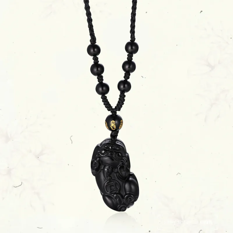 LUXLINE Natural Obsidian Necklaces Unisex-9