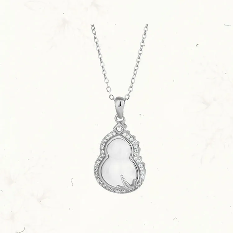 LUXLINE Natural Chalcedony Silver Necklace Women's-4