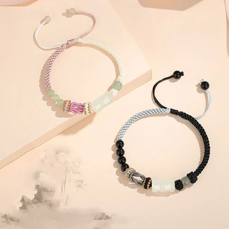 LUXLINE Natural Chalcedony Jade Bracelets Unisex-4