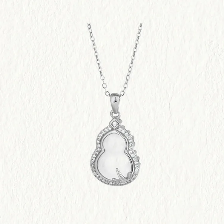 LUXLINE Natural Chalcedony Silver Necklace Women's-2