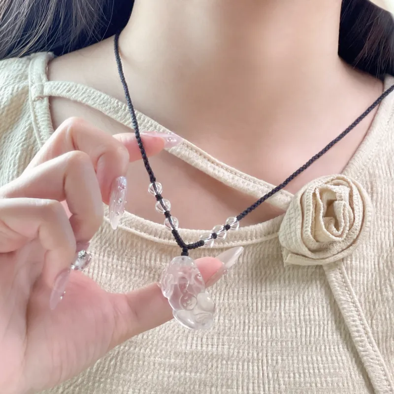 LUXLINE Natural Obsidian Necklaces Unisex-11
