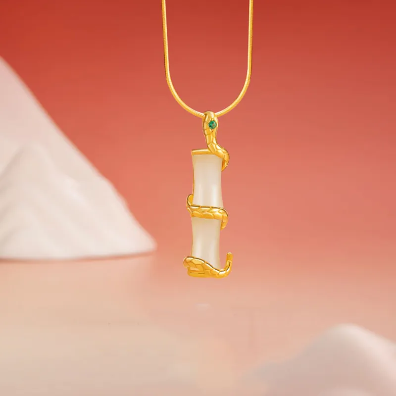 LUXLINE Hetian Jade Necklaces Pale Greenish White Jade Women's-4