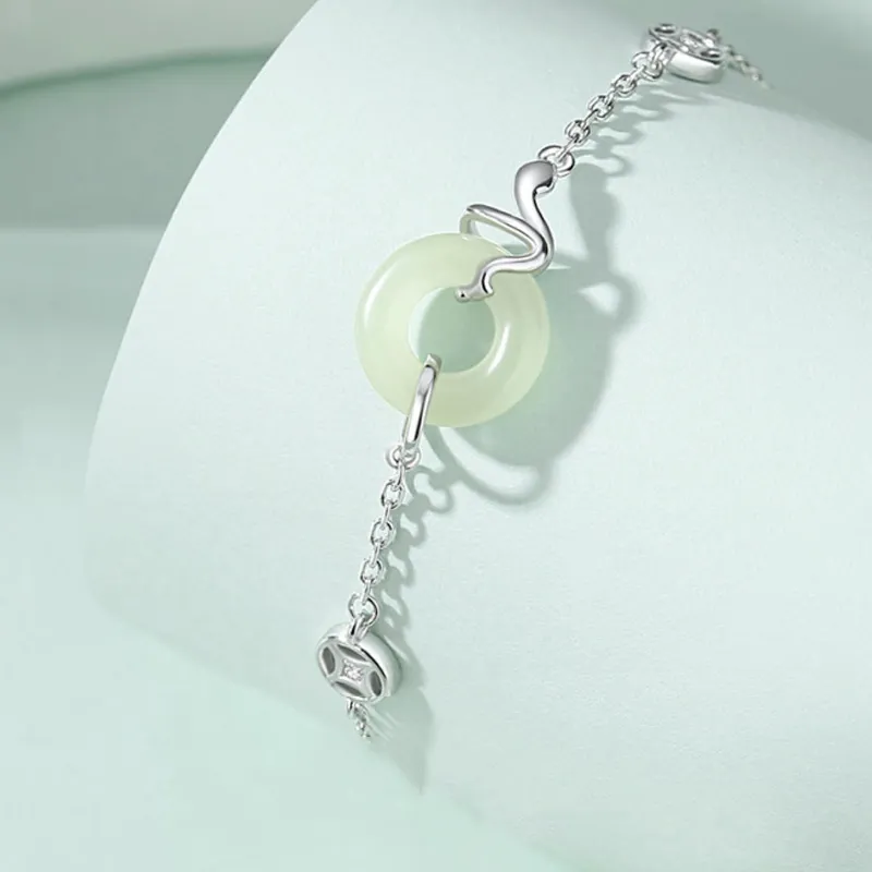 LUXLINE Hetian Jade Bracelets Pale Greenish White Jade Women's-3