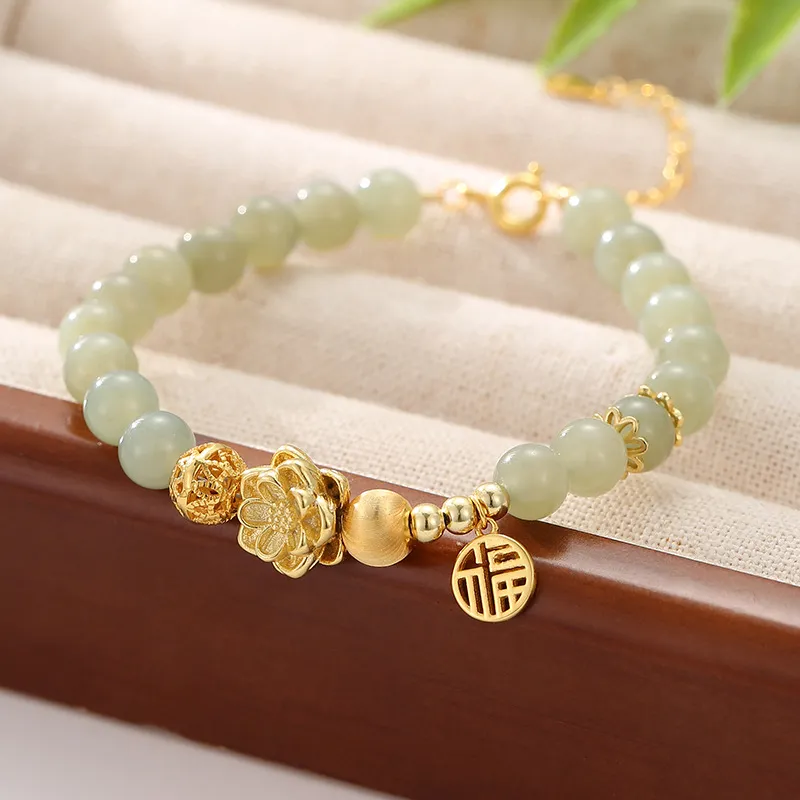 LUXLINE Hetian Jade Bracelets Pale Greenish White Jade Women's-4