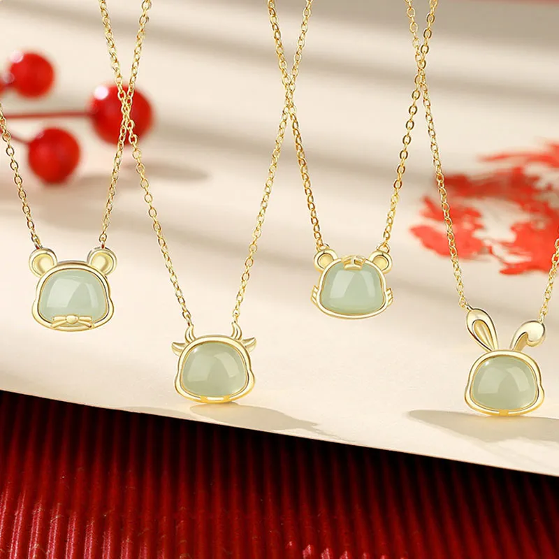 LUXLINE Hetian Jade Necklaces White Jade/Pale Greenish White Jade Women's-5