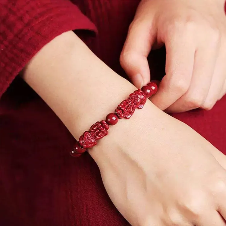 LUXLINE Reconstructed Cinnabar Bracelets Unisex-11