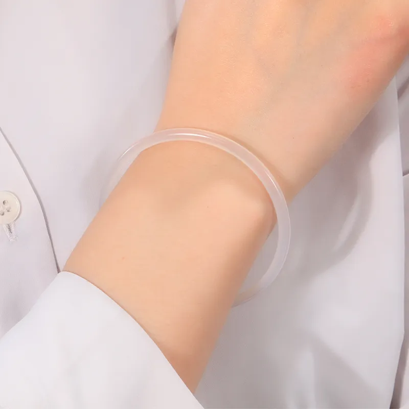 LUXLINE Natural Chalcedony Jade Bangle Authentic Women's-2