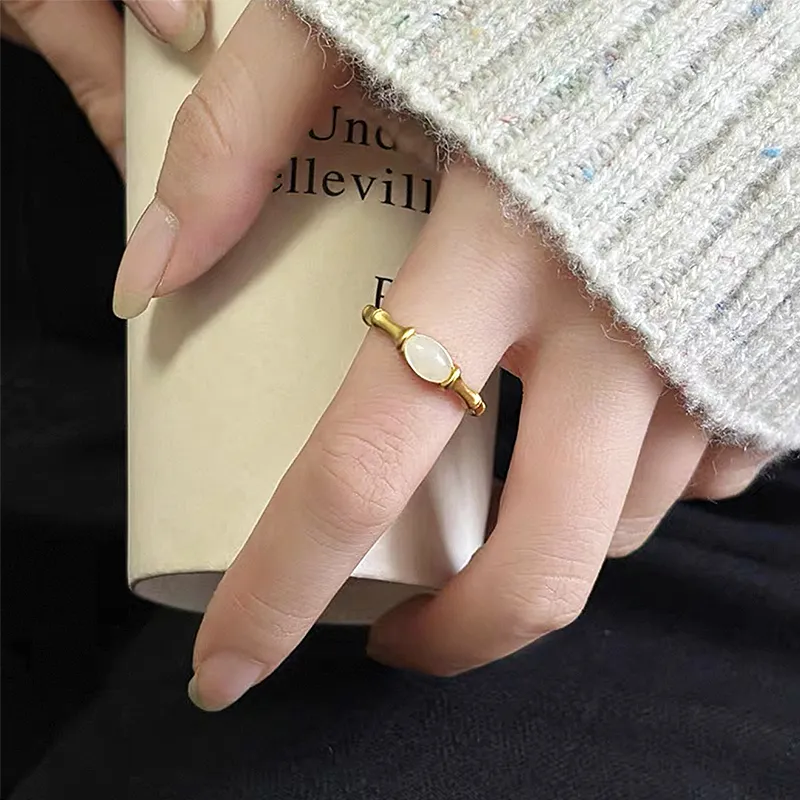 LUXLINE Hetian Jade Rings Pale Greenish White Jade Unisex-2