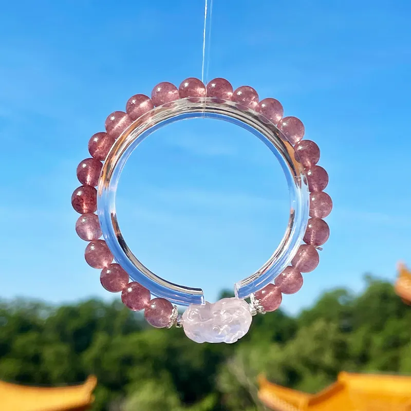 LUXLINE Natural Strawberry Quartz Bracelets Women's-7