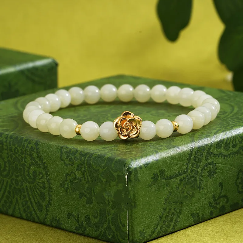LUXLINE Hetian Jade Bracelets Pale Greenish White Jade Women's-3