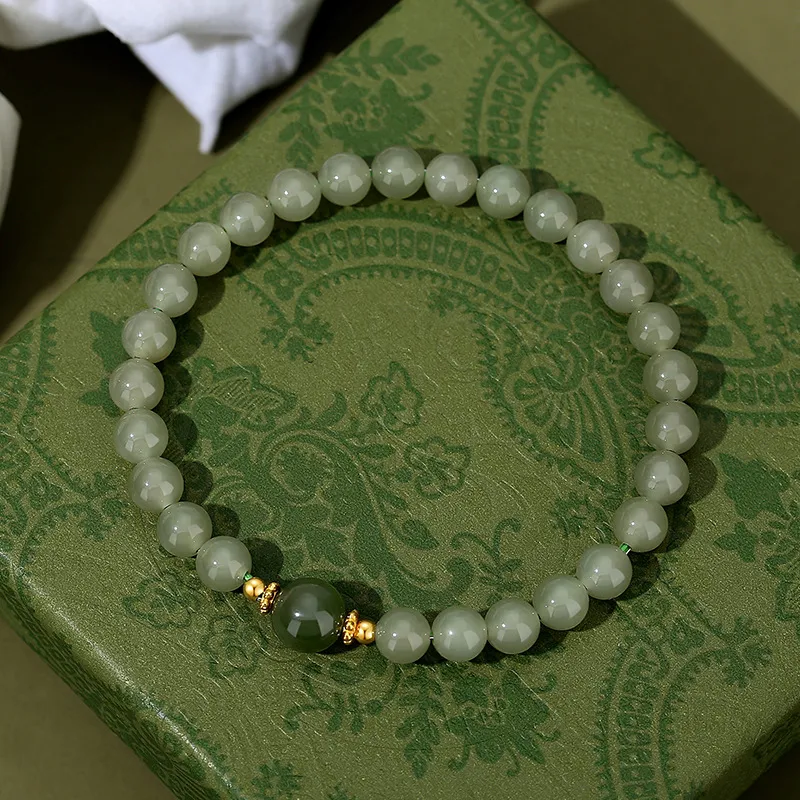 LUXLINE Bracelets Pale Greenish White Jade Women's-3