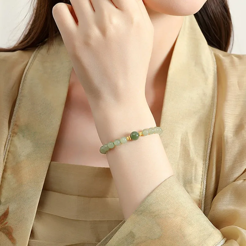 LUXLINE Bracelets Pale Greenish White Jade Women's-1