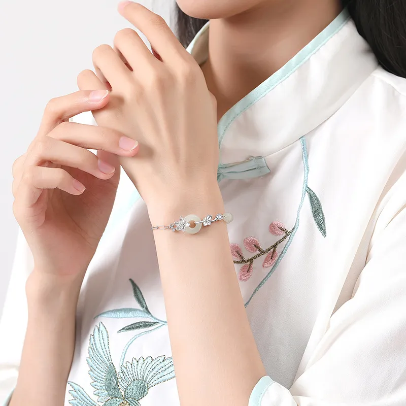 LUXLINE Bracelets Pale Greenish White Jade Women's-1